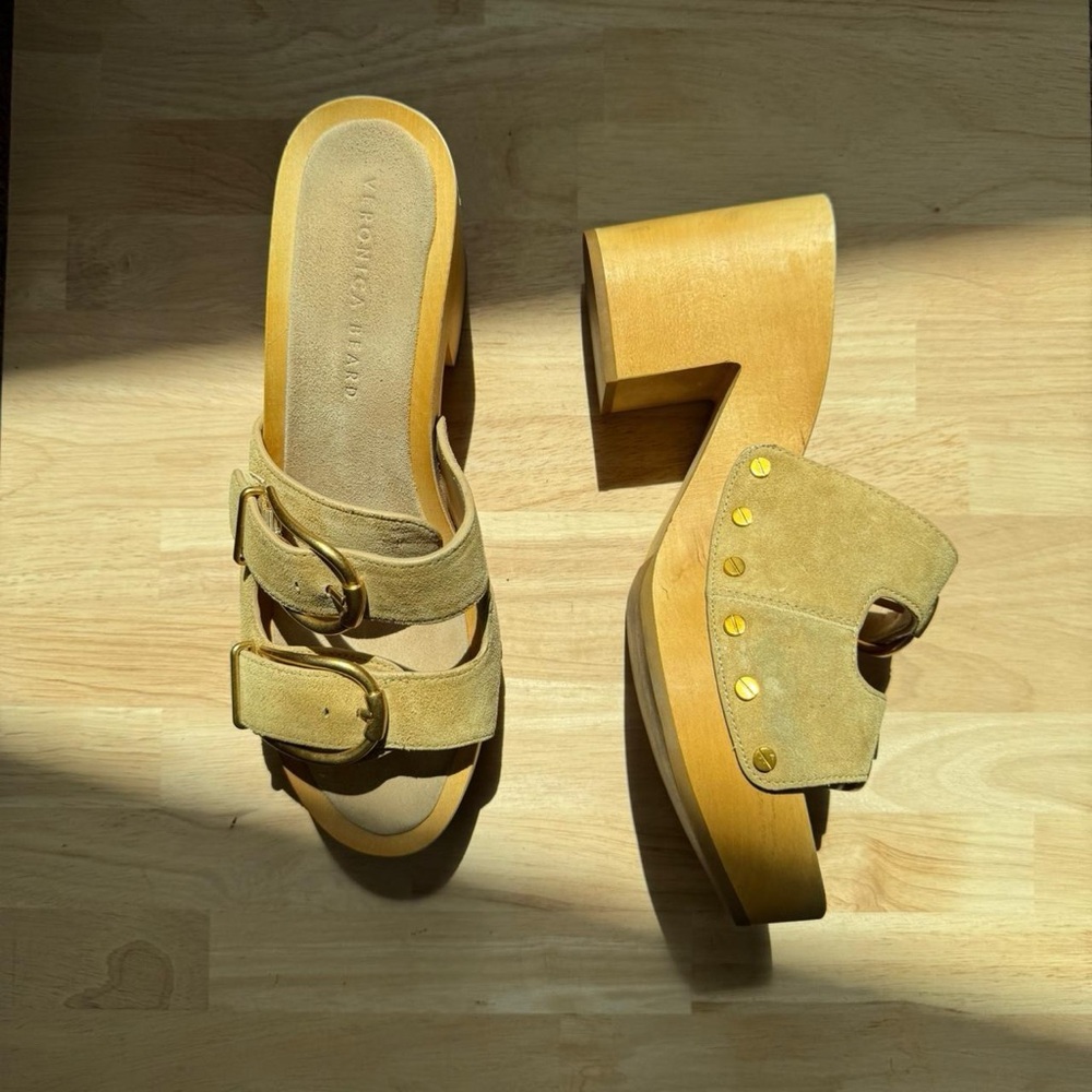 Veronica Beard Halifax Suede Mule Gold 10 - Picture 8 of 8